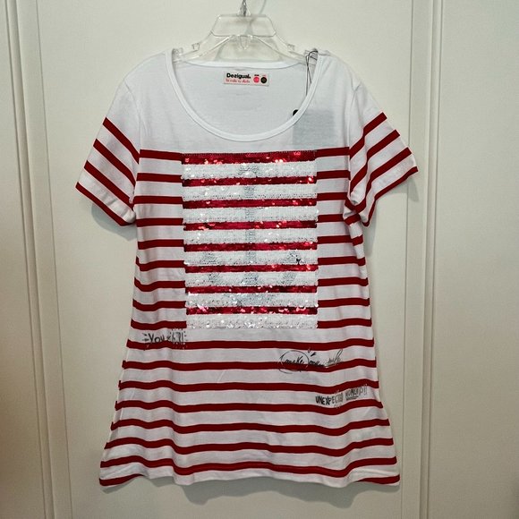 NWT Desigual Reversible Sequins Top. 100% Cotton. Sz 11/12 - Picture 3 of 11